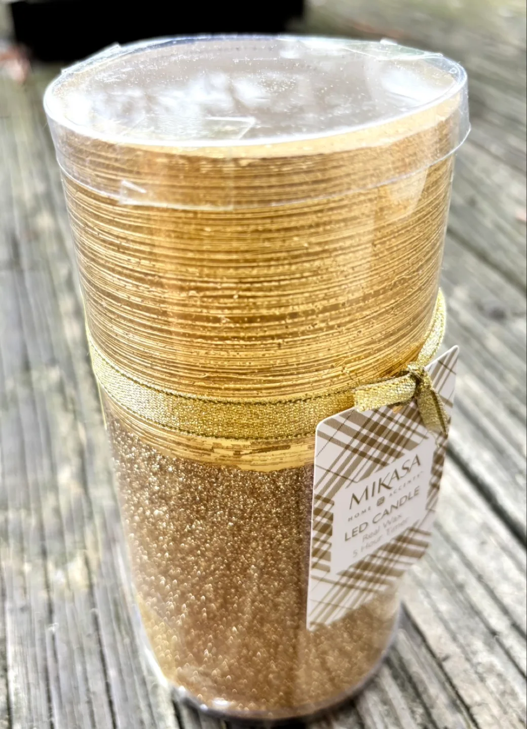 Mikasa LED Candle – Gold Glitter, Real Wax, 5-Hour Timer image indicator(4)