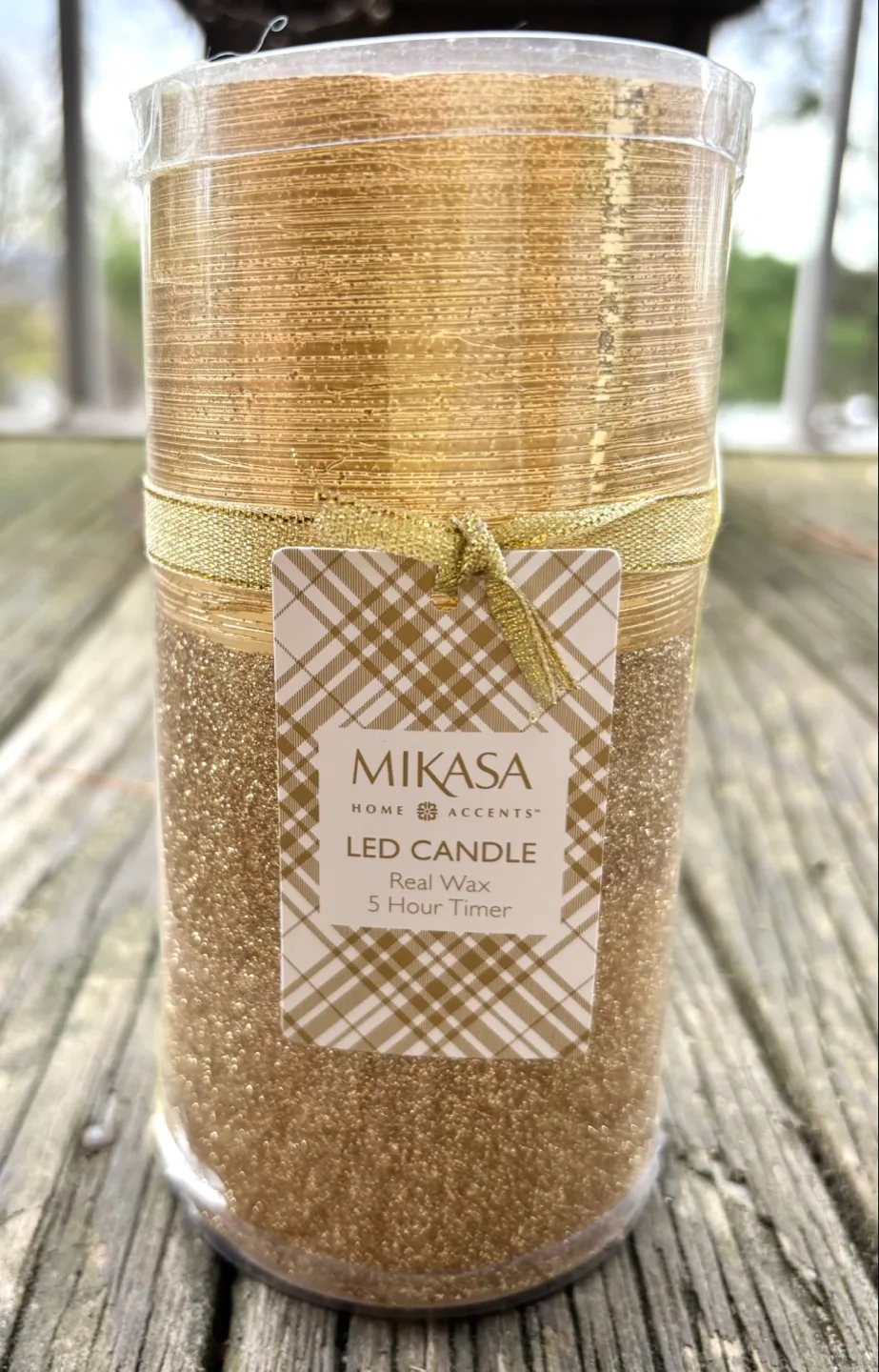Mikasa LED Candle – Gold Glitter, Real Wax, 5-Hour Timer image indicator(2)