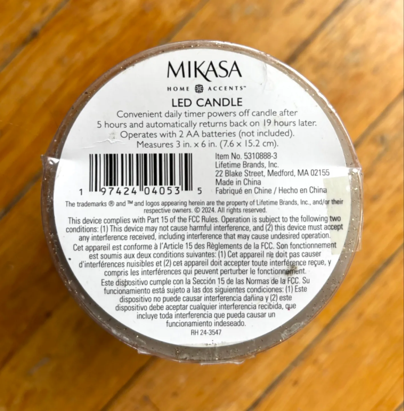 Mikasa LED Candle – Gold Glitter, Real Wax, 5-Hour Timer image indicator(5)