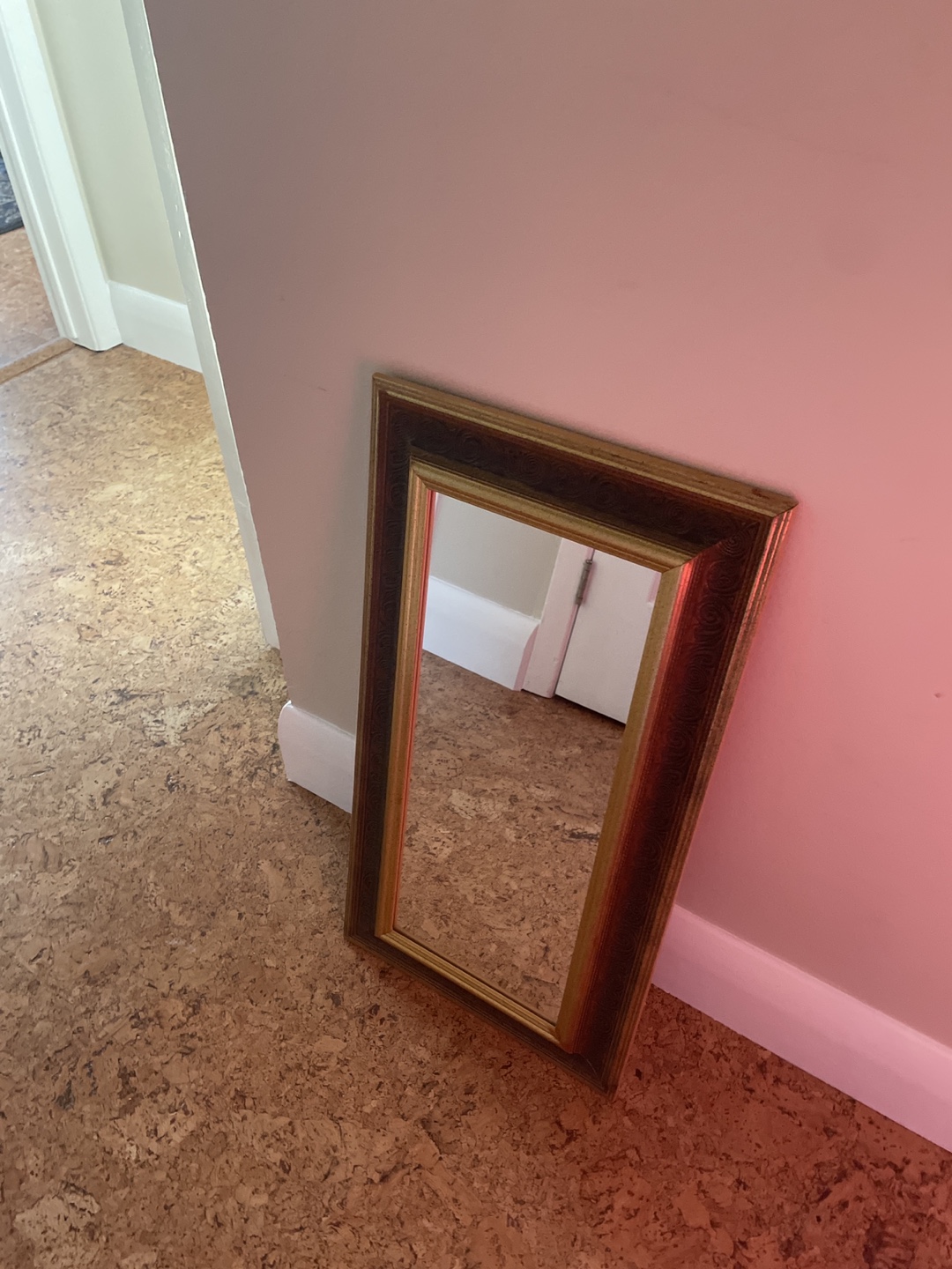 Ornate Gold and Brown Framed Mirror