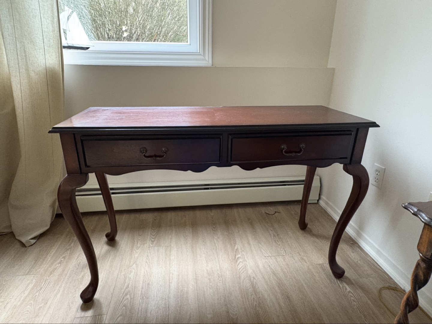Dark Wood Console Table with Two Drawers - photo 3