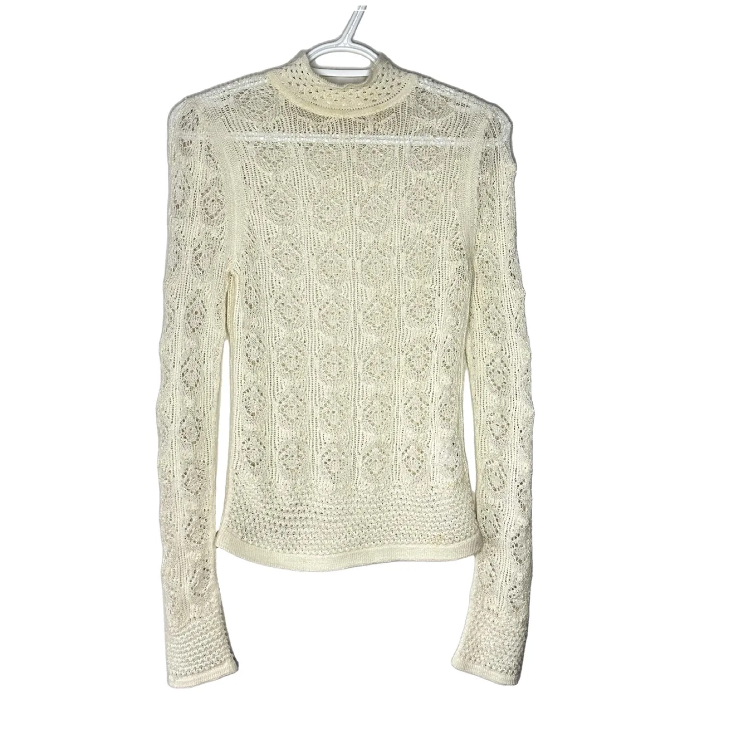 See By Chloe Alpaca Wool White Crop Sweater Frilly Mock Neck S image indicator(5)