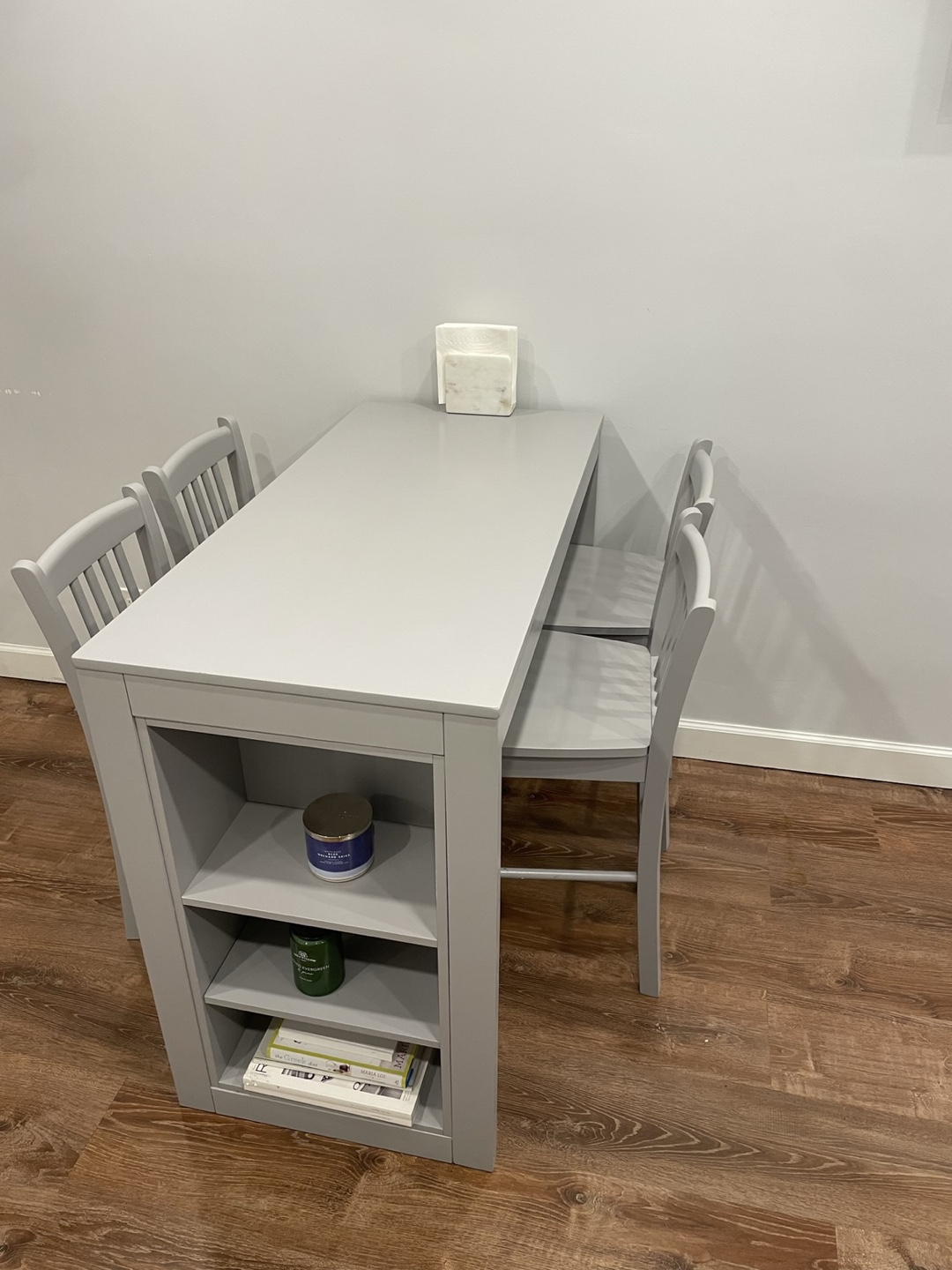 Gray Kitchen Table Set with 4 Stools - photo 2