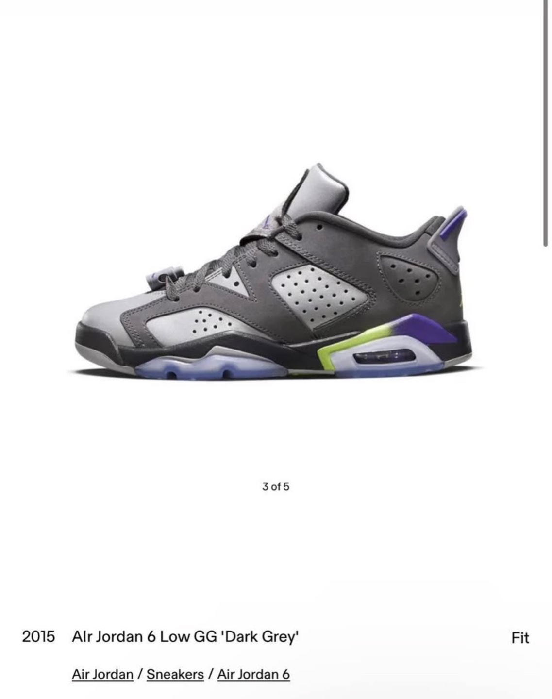 Air Jordan 6 ‘Low Dark Grey' Sneakers - photo 5