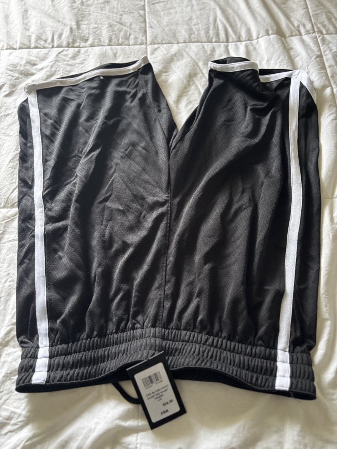 Men's Black Athletic Shorts with White Stripes - photo 2