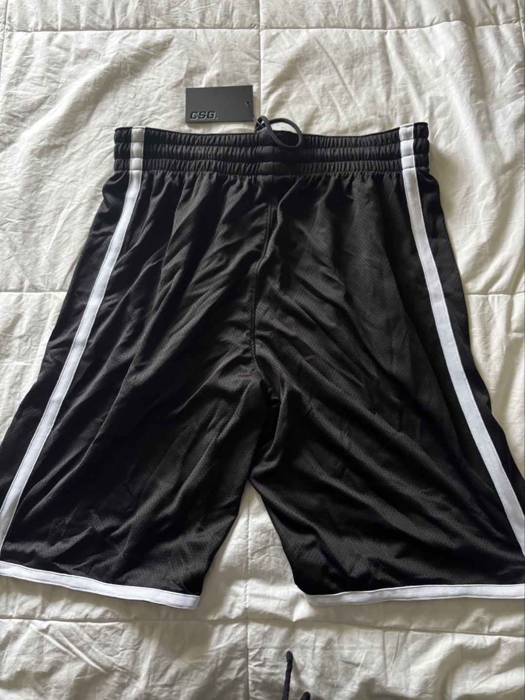 Men's Black Athletic Shorts with White Stripes