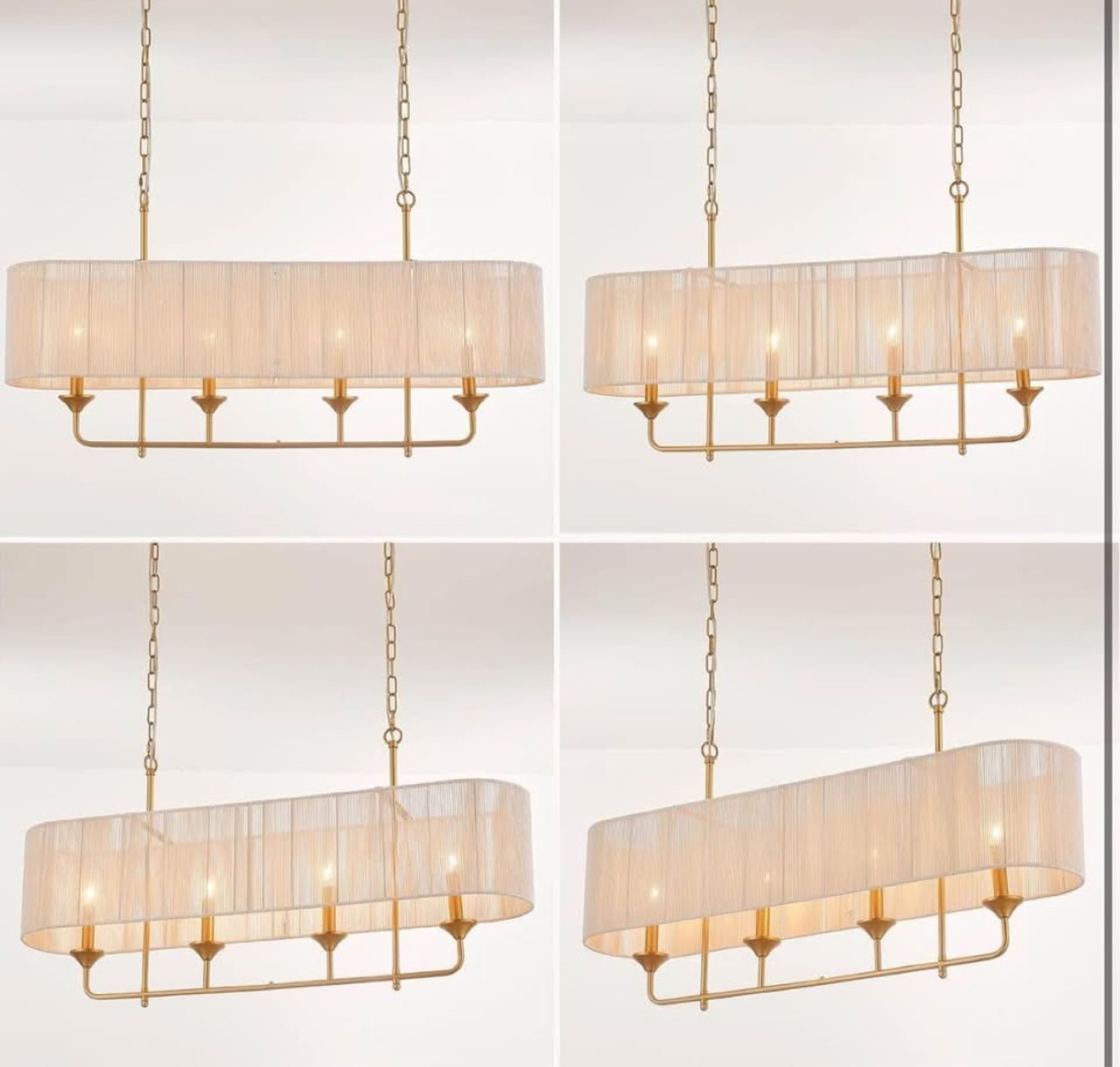 New 42”  Brass and White Hand Woven Rattan Pendant Light - photo 5