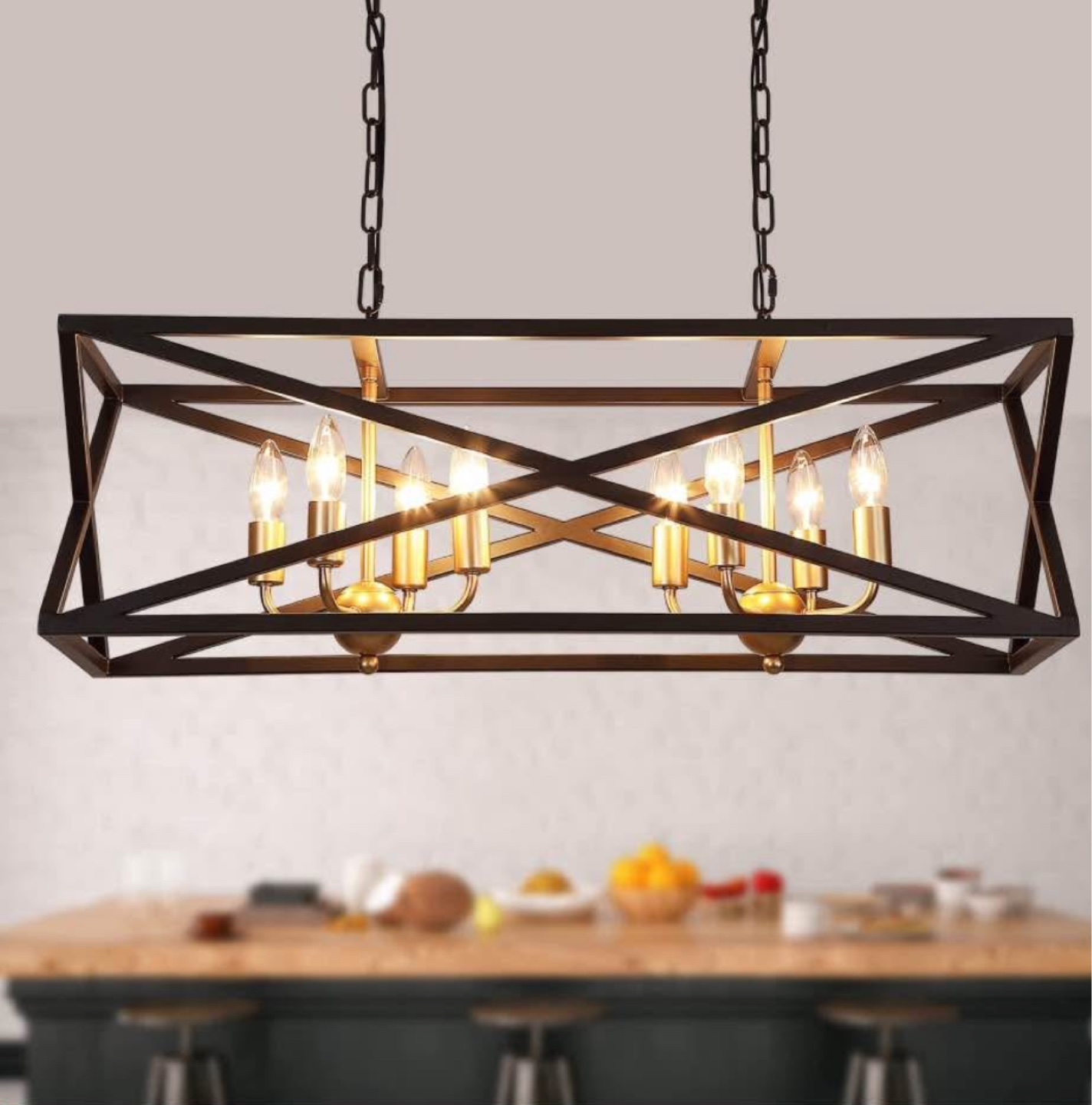 New Modern Farmhouse Chandelier 8-Lights Black and Gold - photo 4
