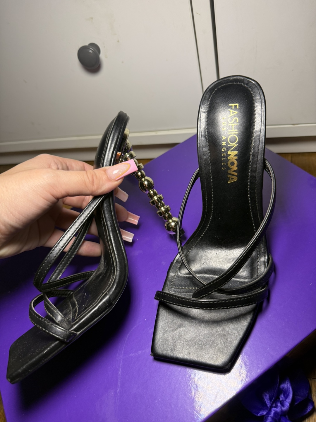 Fashion Nova Black Beaded Heels - photo 3