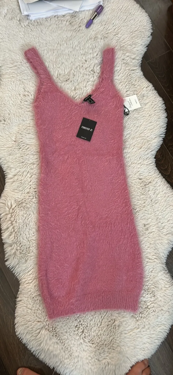 Forever 21 Pink Fuzzy Sweater Dress thumbnail