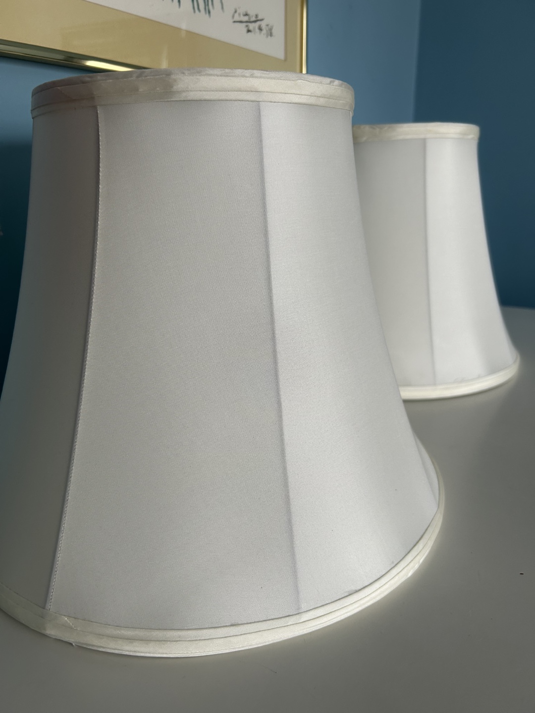 Pair of White Bell Shaped Lampshades - photo 2