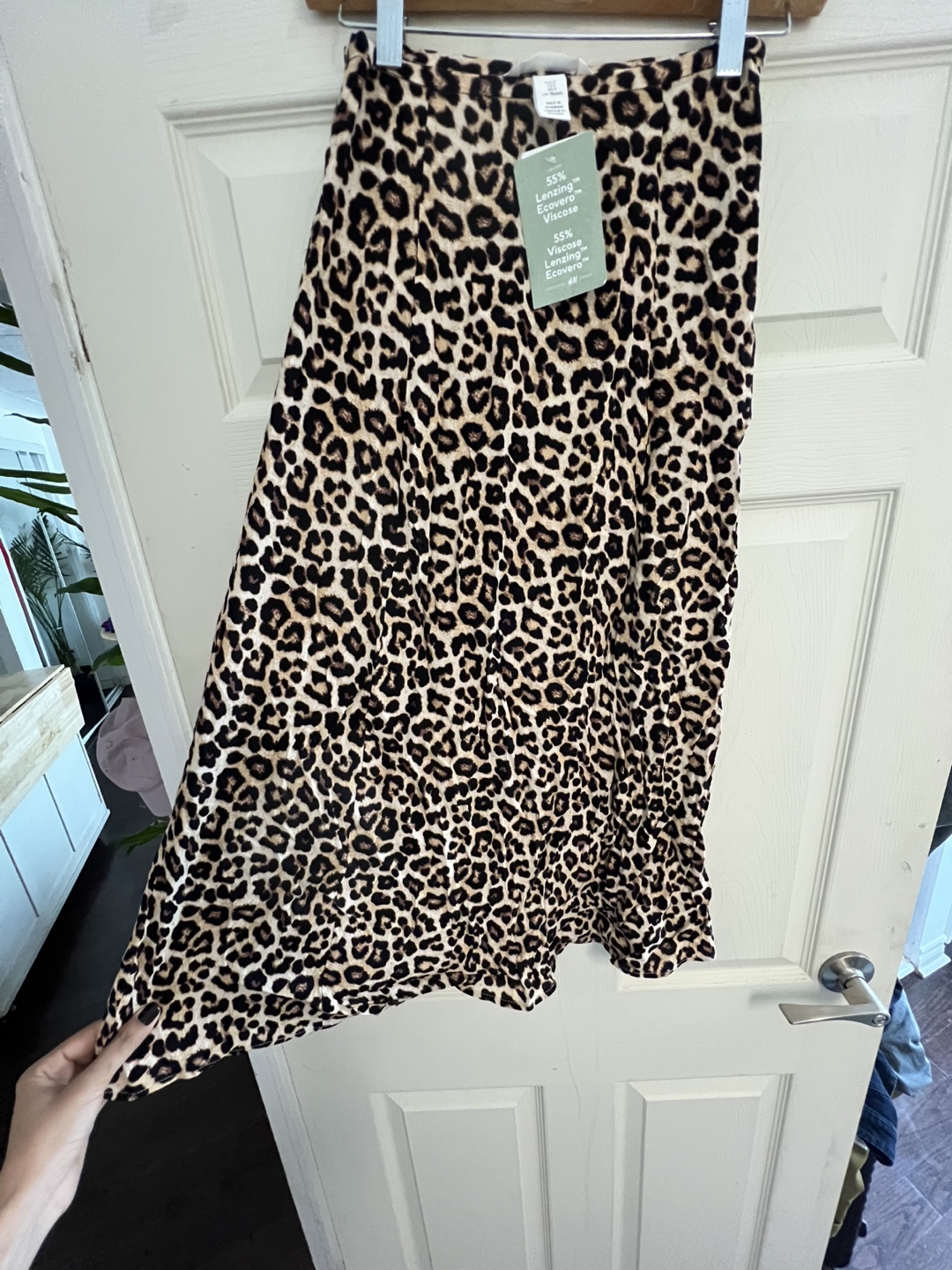 H&M Leopard Print Midi Skirt