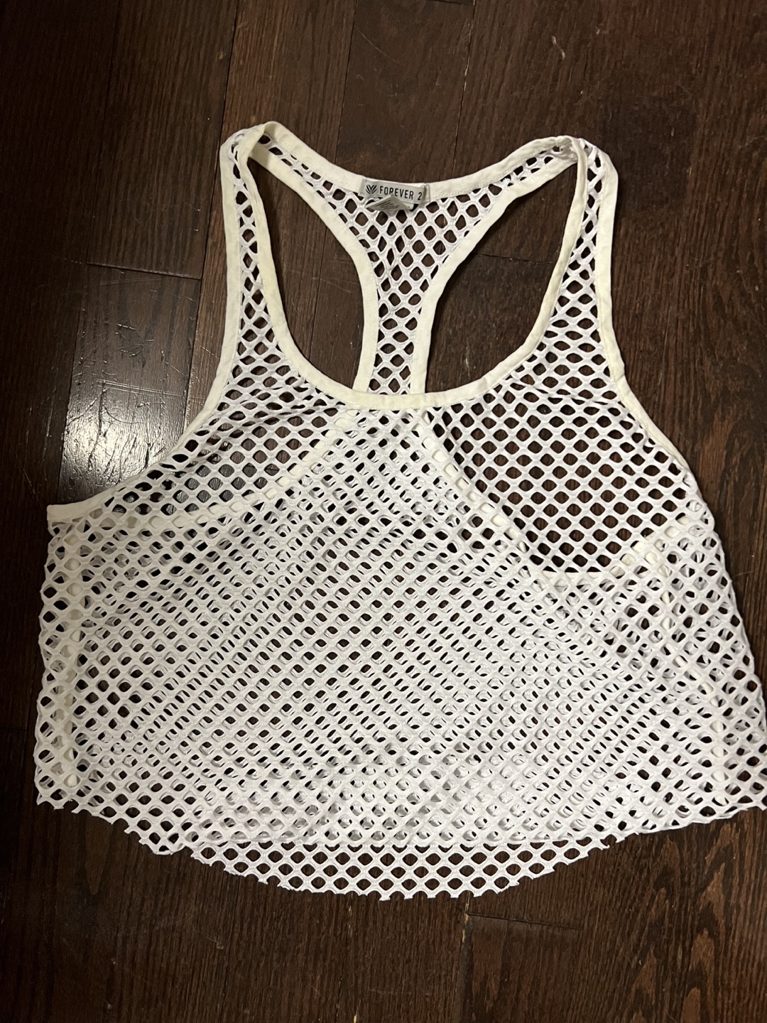 Forever 21 White Mesh Tank Top