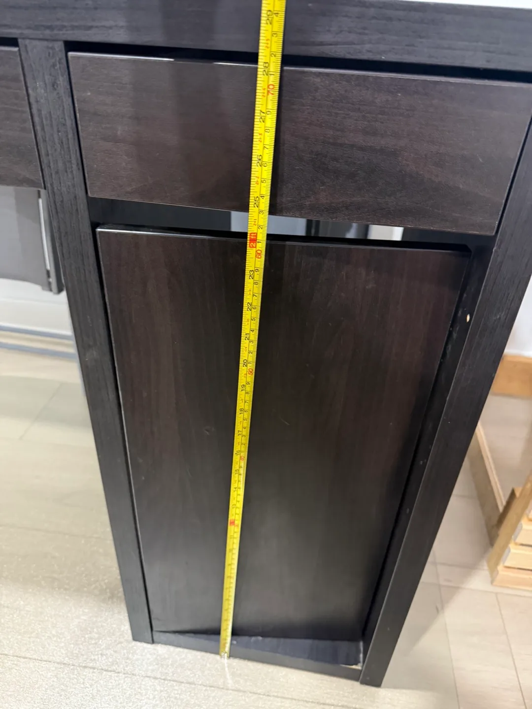 Dark Brown Desk with Drawer and Cable Hole image indicator(4)