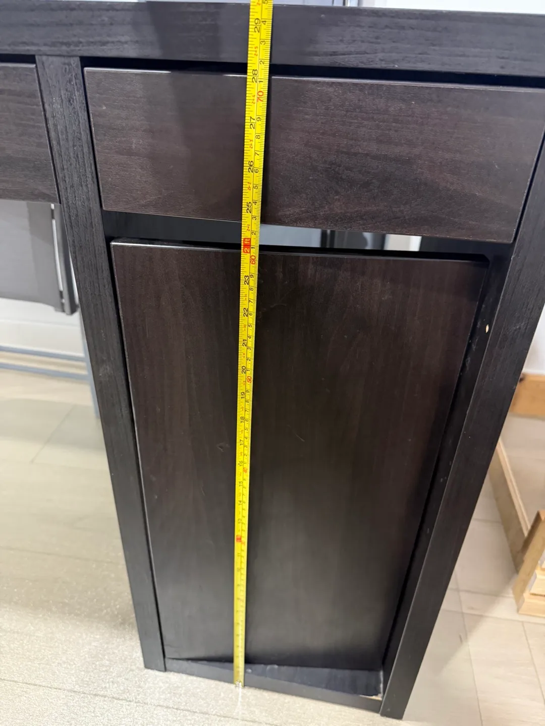 Dark Brown Desk with Drawer and Cable Hole image indicator(3)