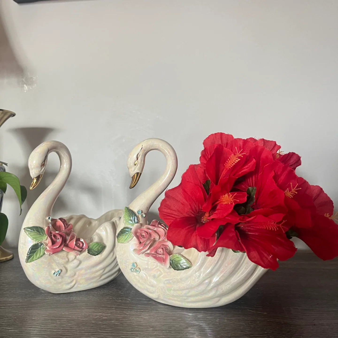 Pair of Vintage Swan Planters thumbnail
