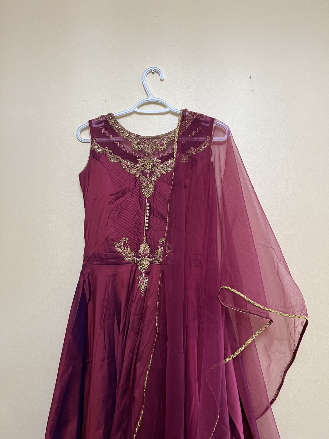 Burgundy Anarkali Suit with Dupatta - photo 2