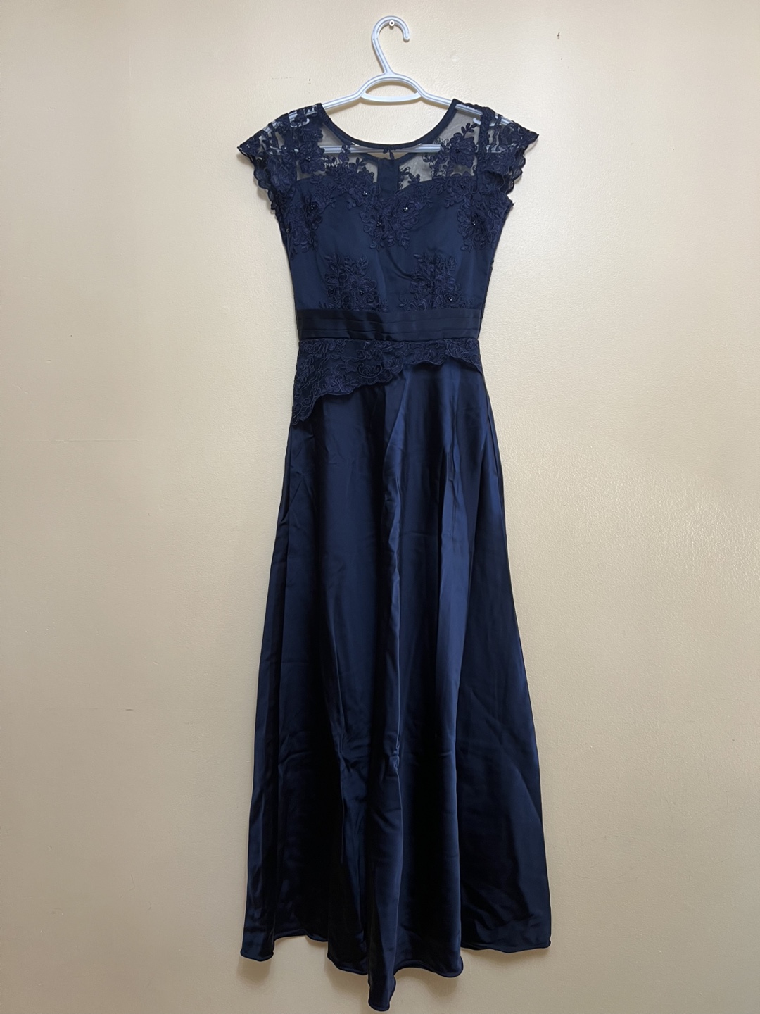 Elegant Navy Blue Lace Maxi Dress & Burgundy Maxi Dress