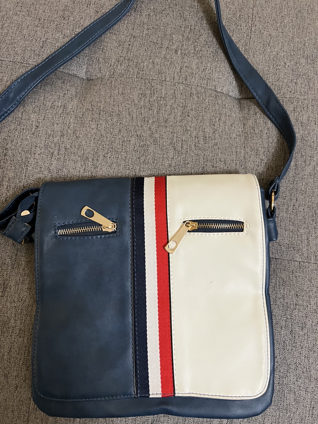 Navy and Cream Crossbody Bag