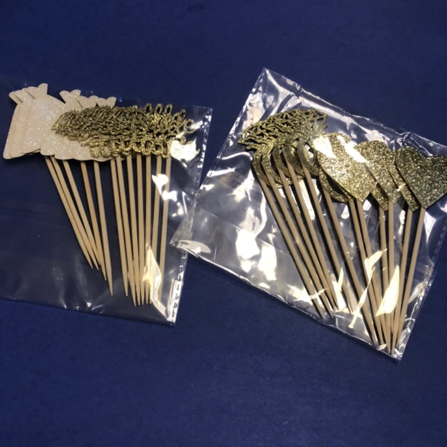 Gold and White Glitter Bridal Shower Cupcake Toppers💚 image indicator(2)