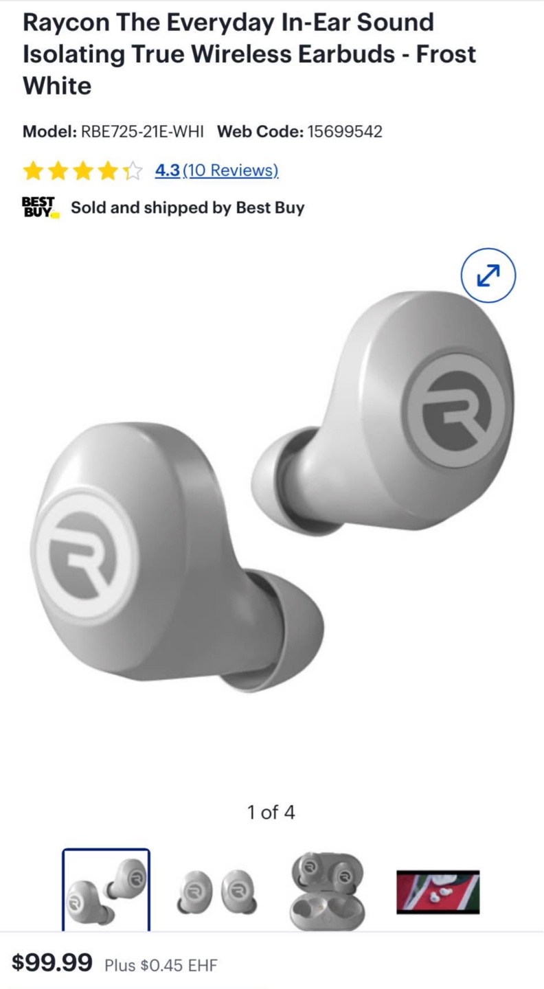 Raycon Everyday In-Ear Wireless Earbuds - Frost White - photo 5