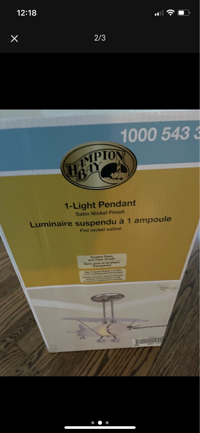 Hampton Bay 1-Light Airplane Pendant Light Fixture - photo 2