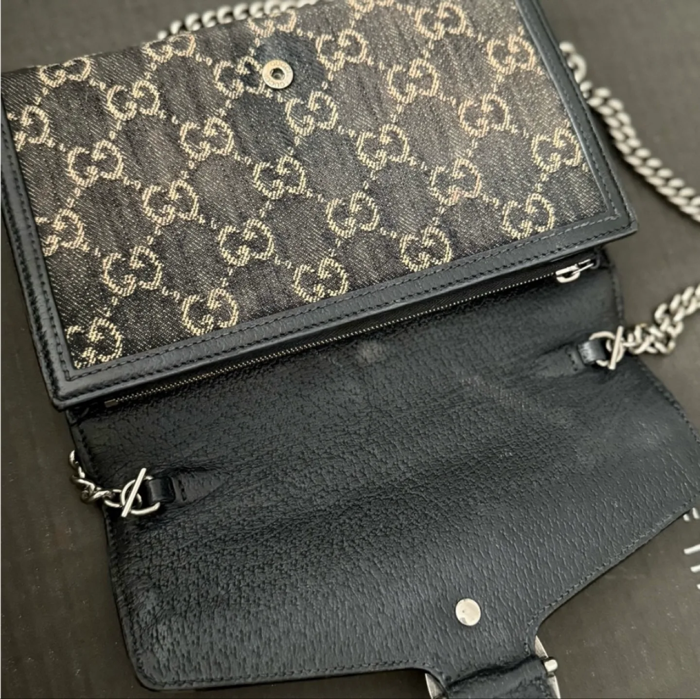 Gucci GG Marmont Denim Chain Wallet image indicator(5)