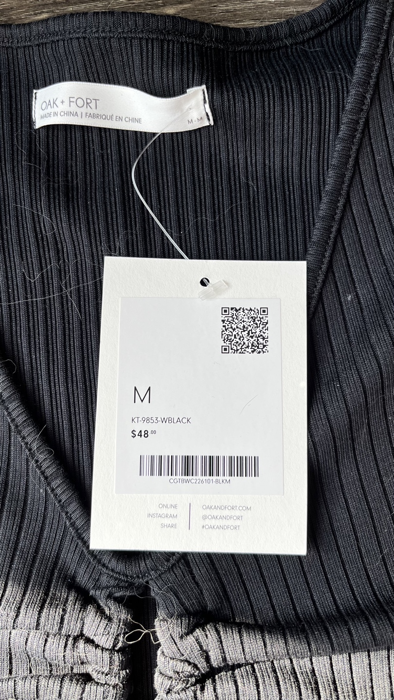 Oak + Fort Black Long Sleeve Crop Top - M - photo 3