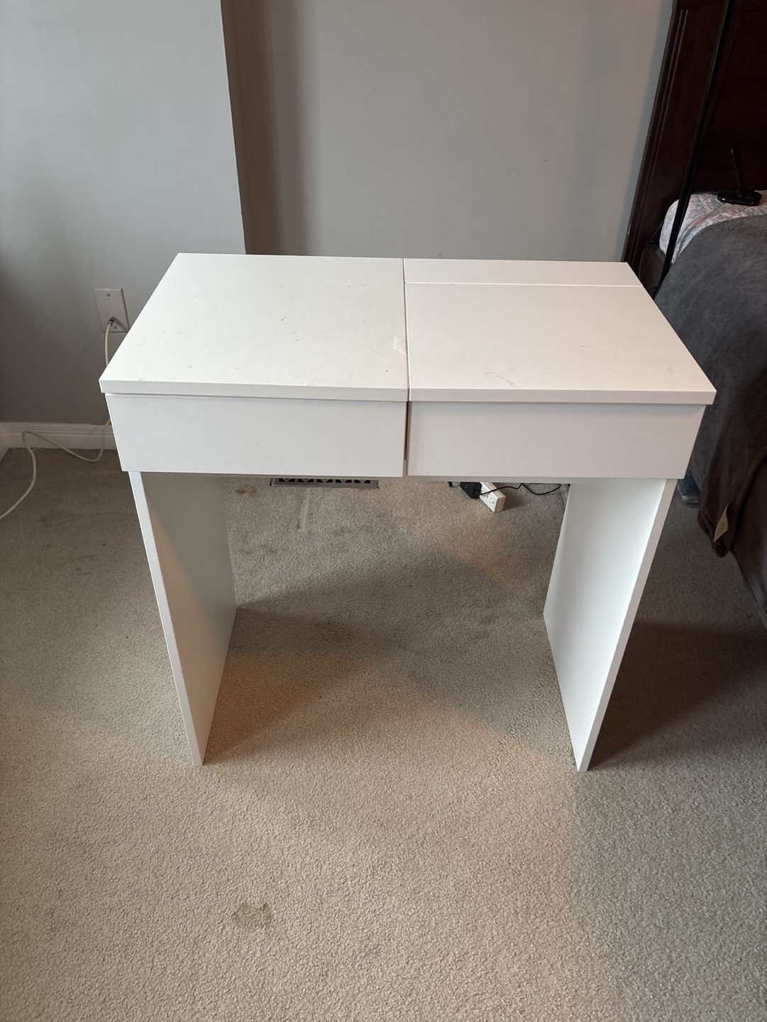 White Vanity Desk with Mirror and Drawers