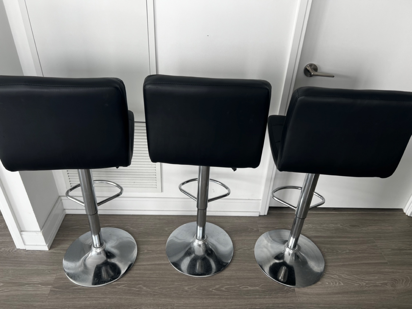 One Black Leather Bar Stool - photo 3