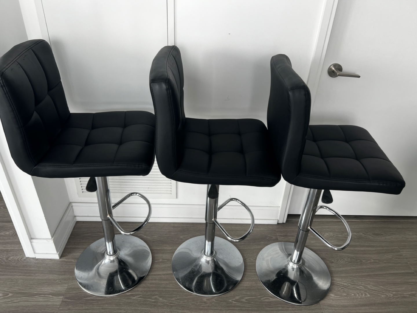 One Black Leather Bar Stool - photo 2