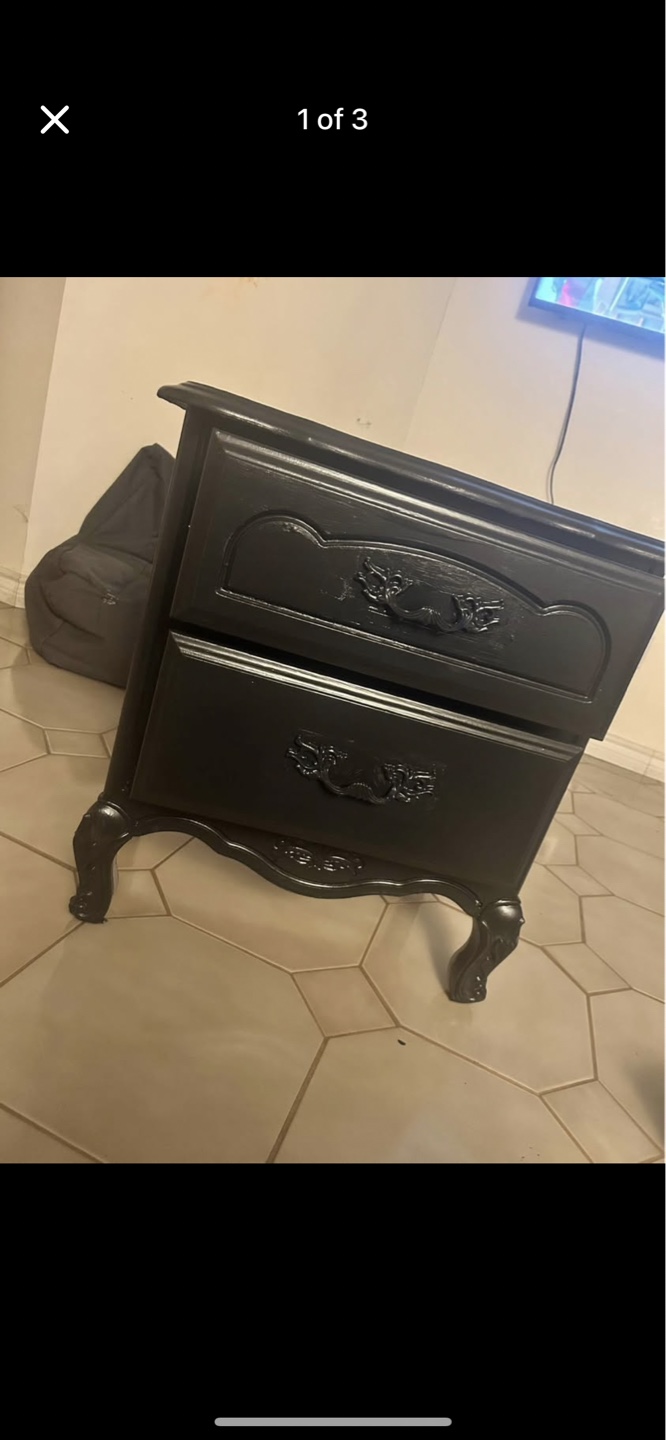 Black Two-Drawer Nightstand - photo 2