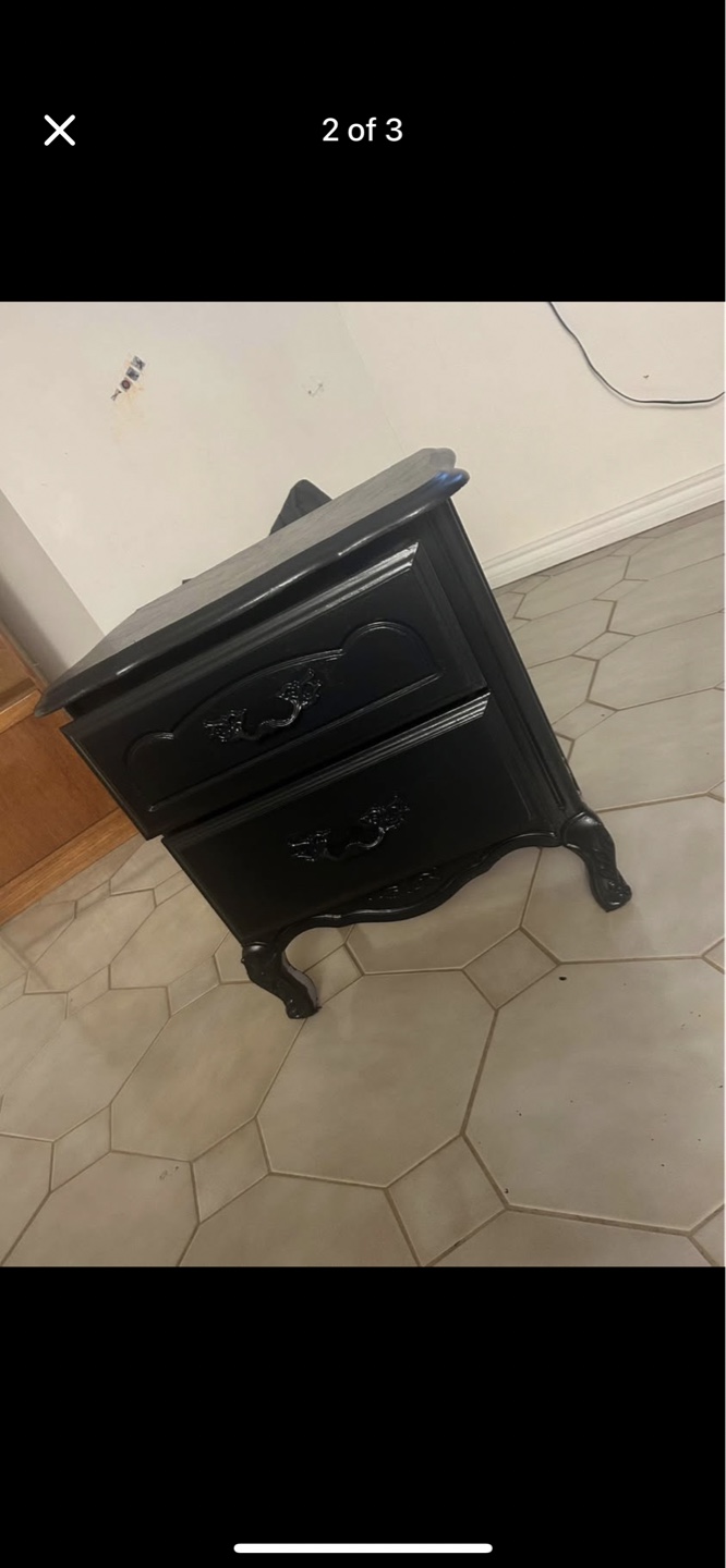 Black Two-Drawer Nightstand