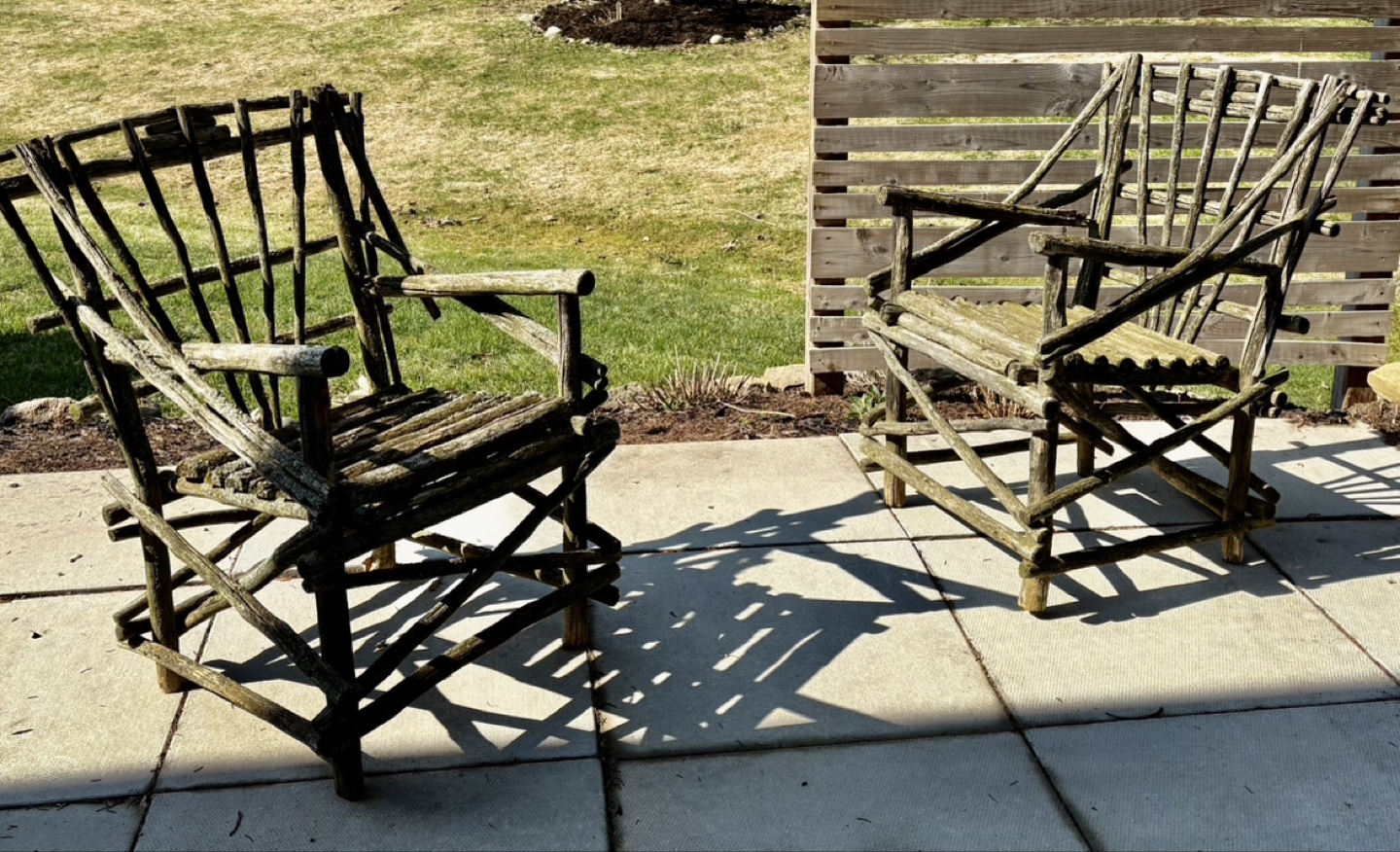 Pair of Rustic Wood Chairs