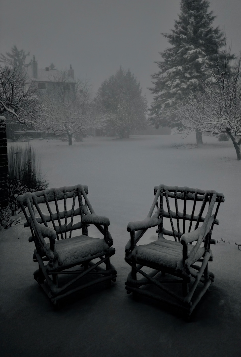 Pair of Rustic Wood Chairs - photo 2