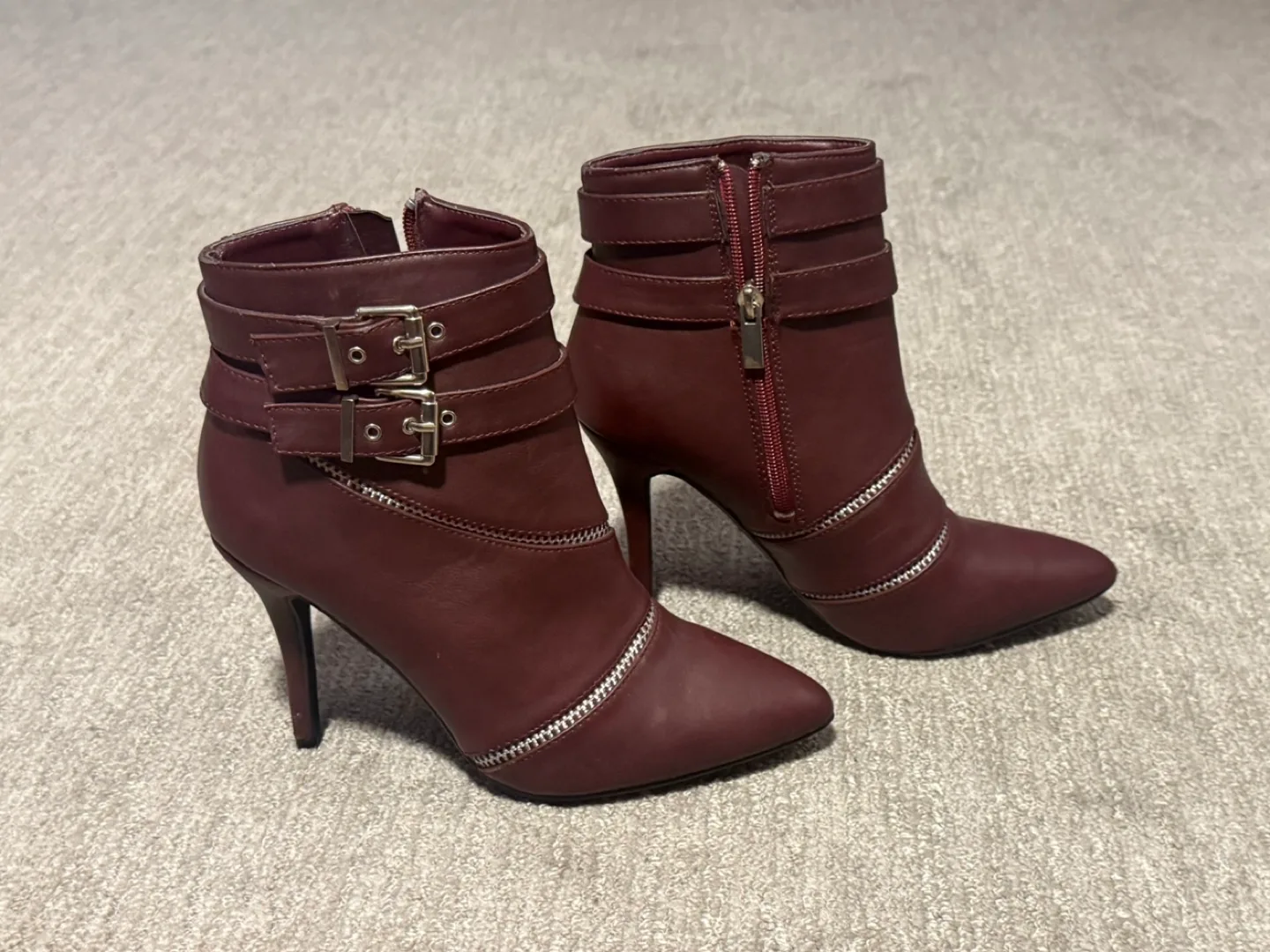 Burgundy Ankle Boots with Buckles image indicator(2)