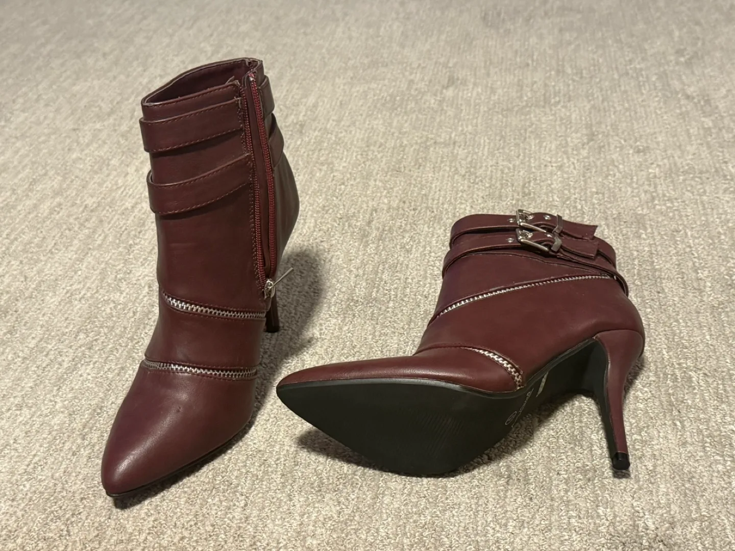 Burgundy Ankle Boots with Buckles image indicator(3)