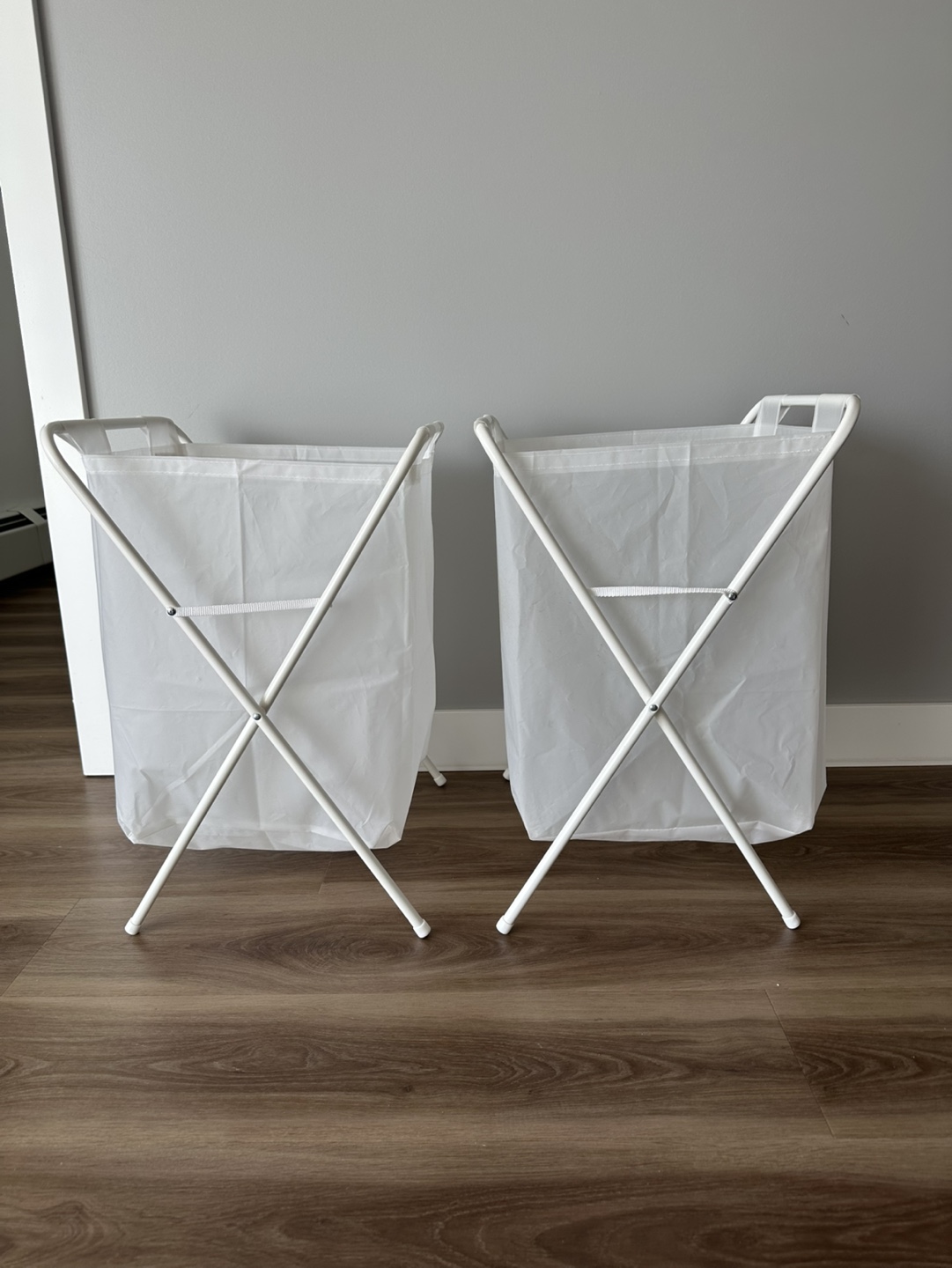 2 IKEA laundry bags with stand, white, 50 l (13 gallon)