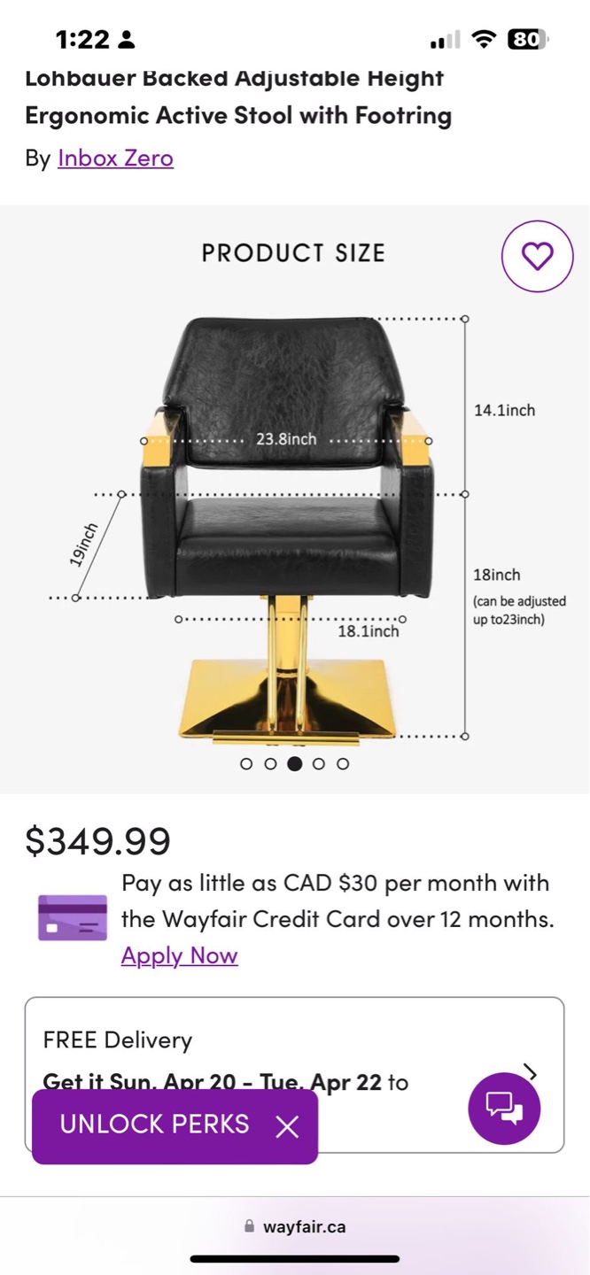 Barber chair Adjustable