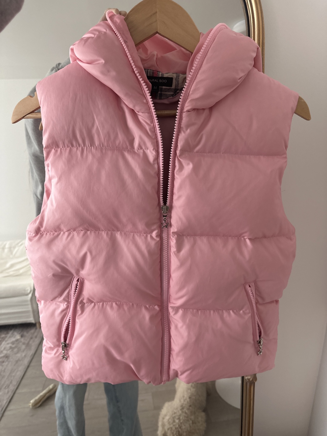 Pink Puffer Vest with Hood