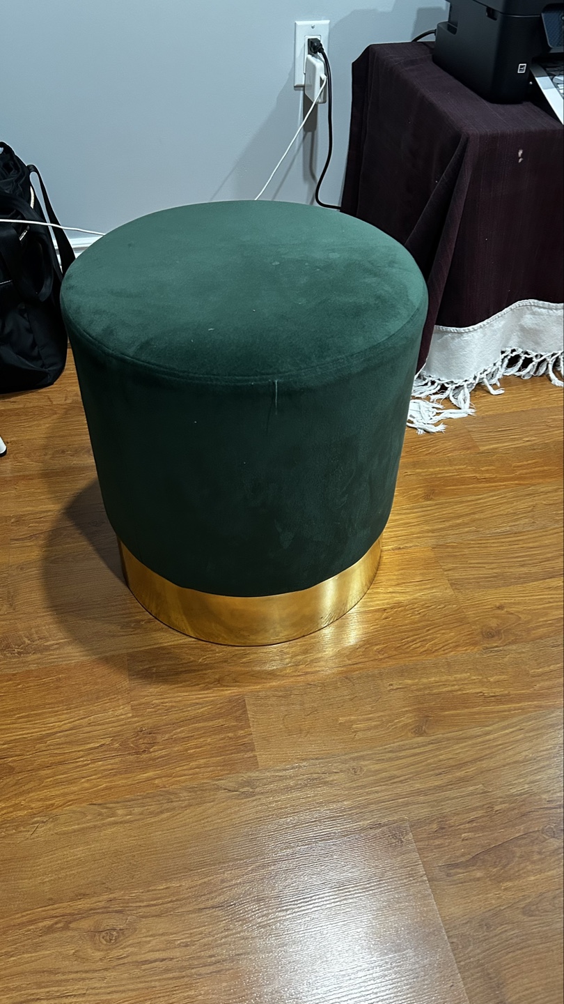 Velvet Ottoman with Gold Base