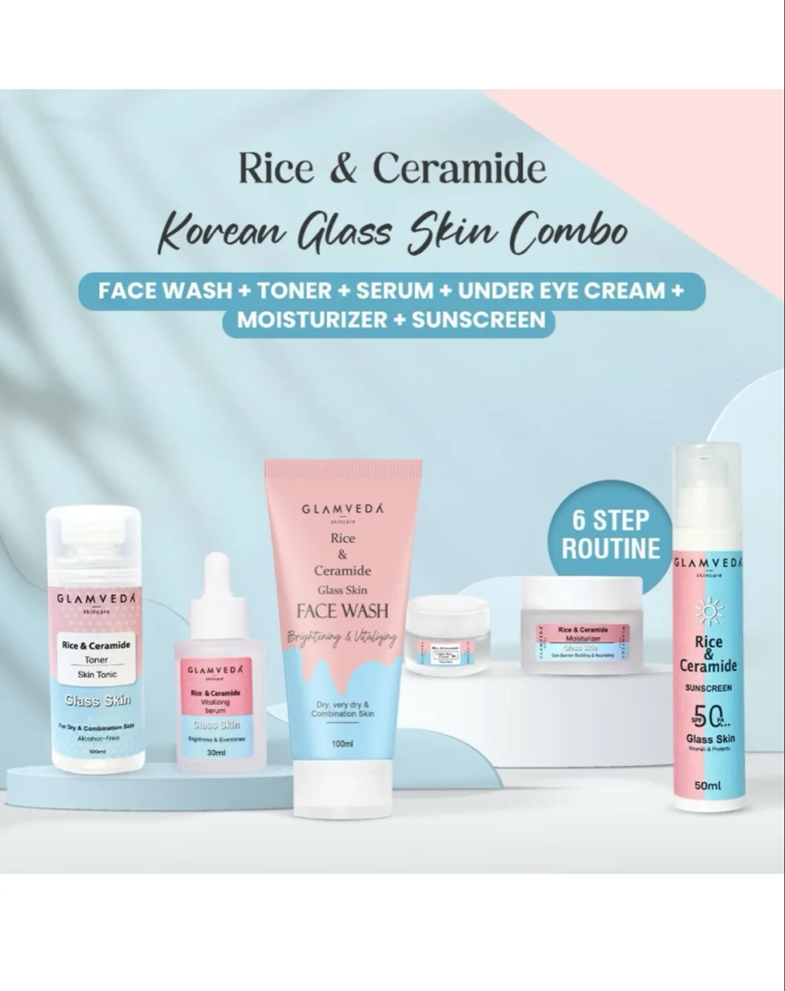Glamveda Rice & Ceramide Korean Glass Skin Combo thumbnail