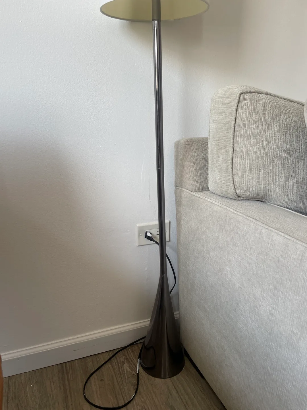 Two Floor Lamps, Modern Style, Dark Metal Base, White Shade image indicator(3)