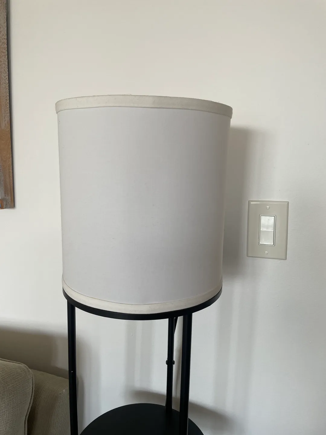 Black Metal Floor Lamp with 3 Shelves and White Shade image indicator(3)