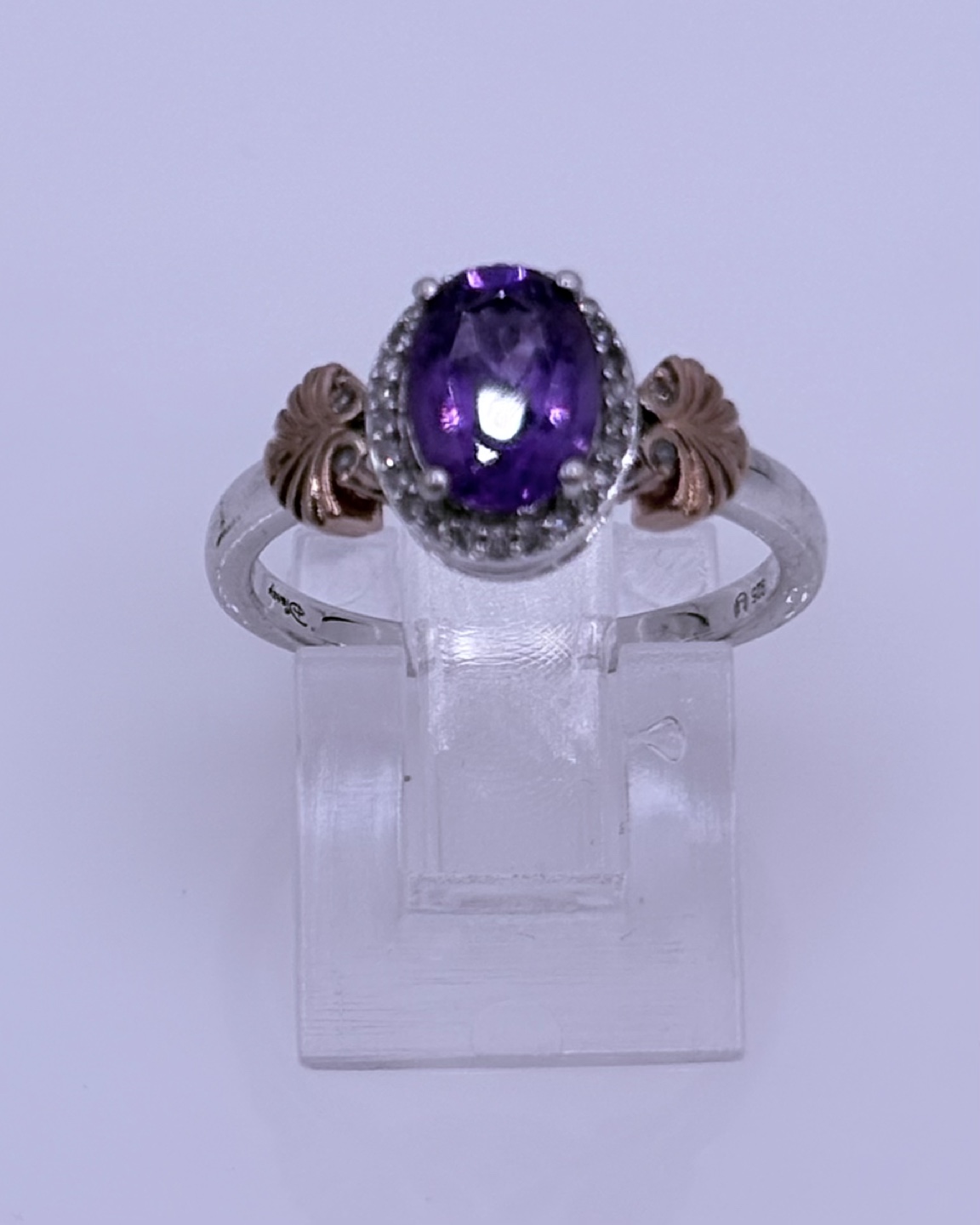 Disney Amethyst Ring Sterling Silver Rose Gold Accents