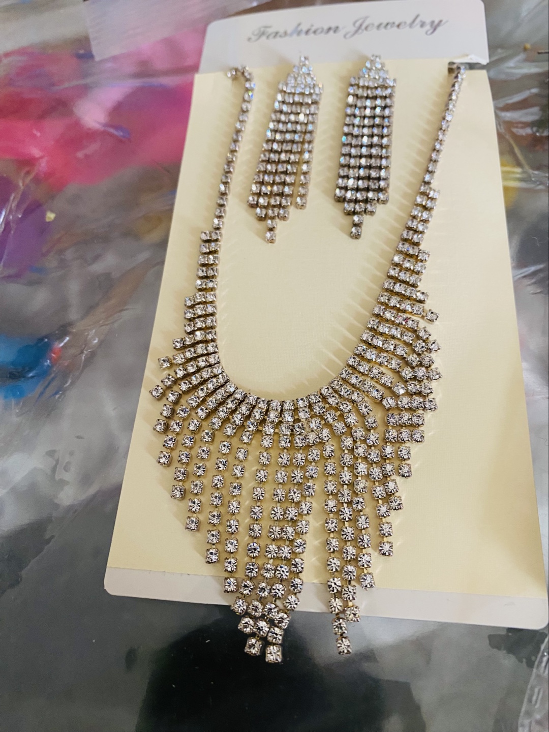 Rhinestone Statement Necklace and Earrings Set