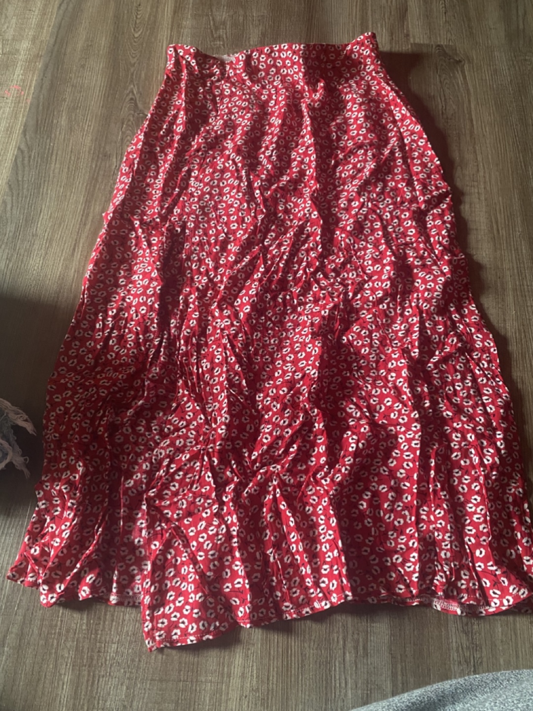 Red floral maxi skirt