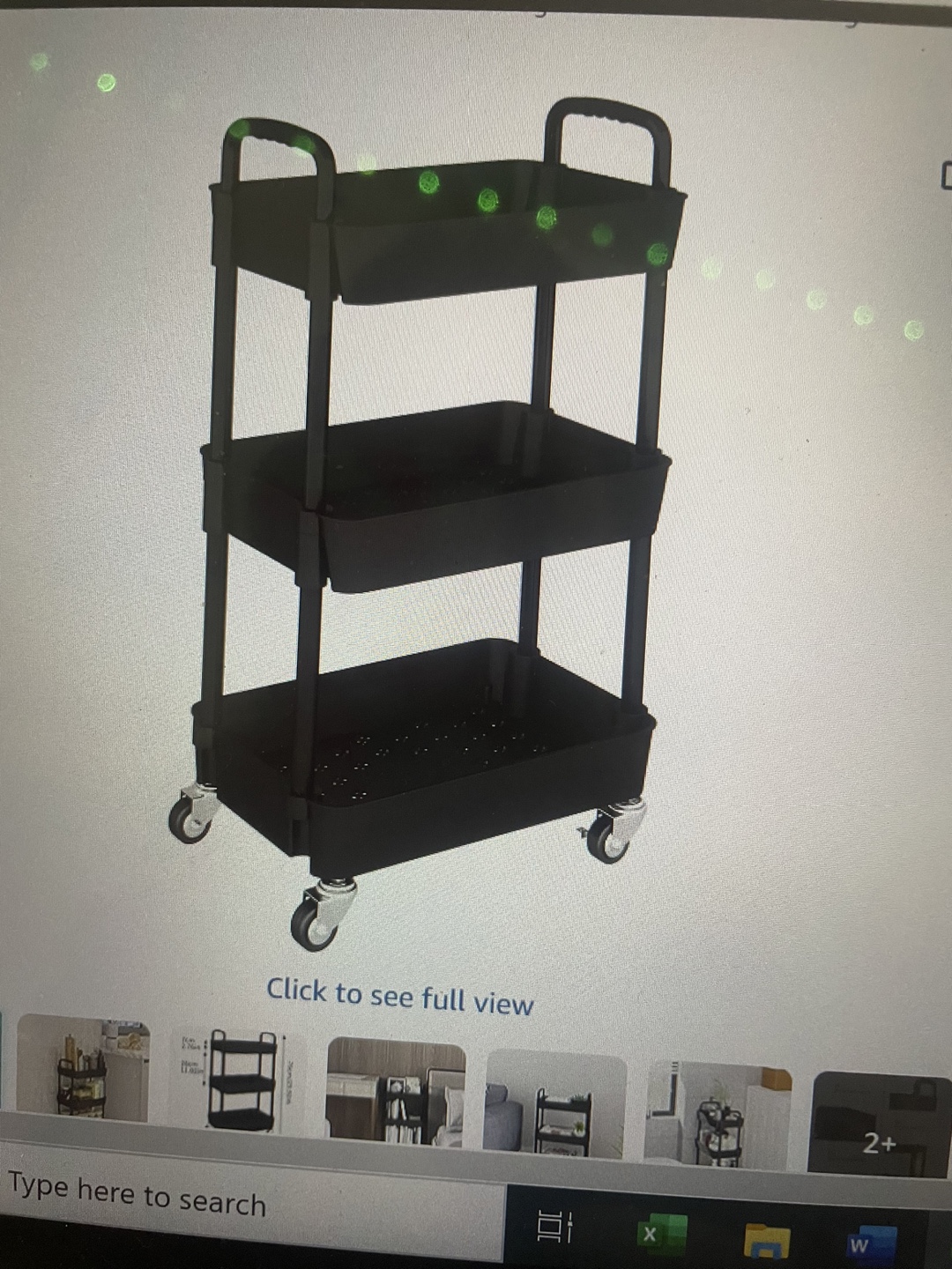 Black 3-Tier Rolling Cart