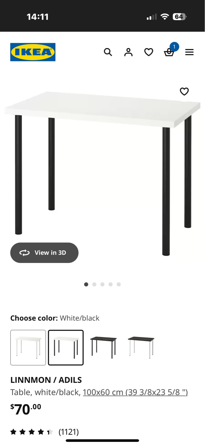 IKEA LINNMON/ADILS Desk - White/Black - photo 5