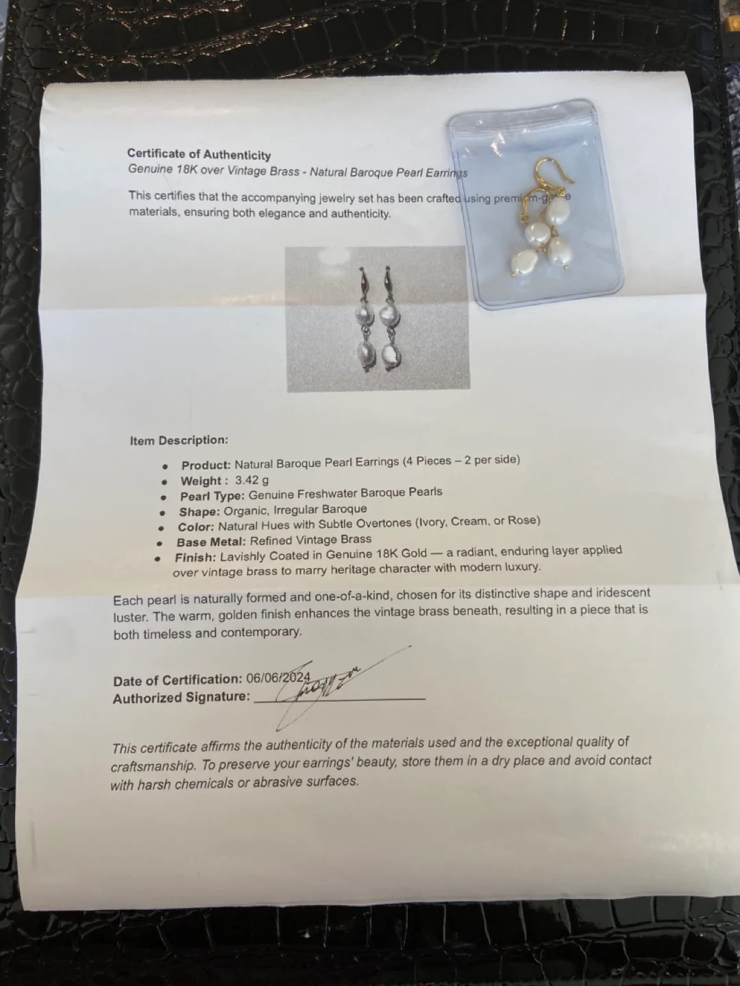 Genuine 18K Gold over vintage Brass | Natural  Pearls